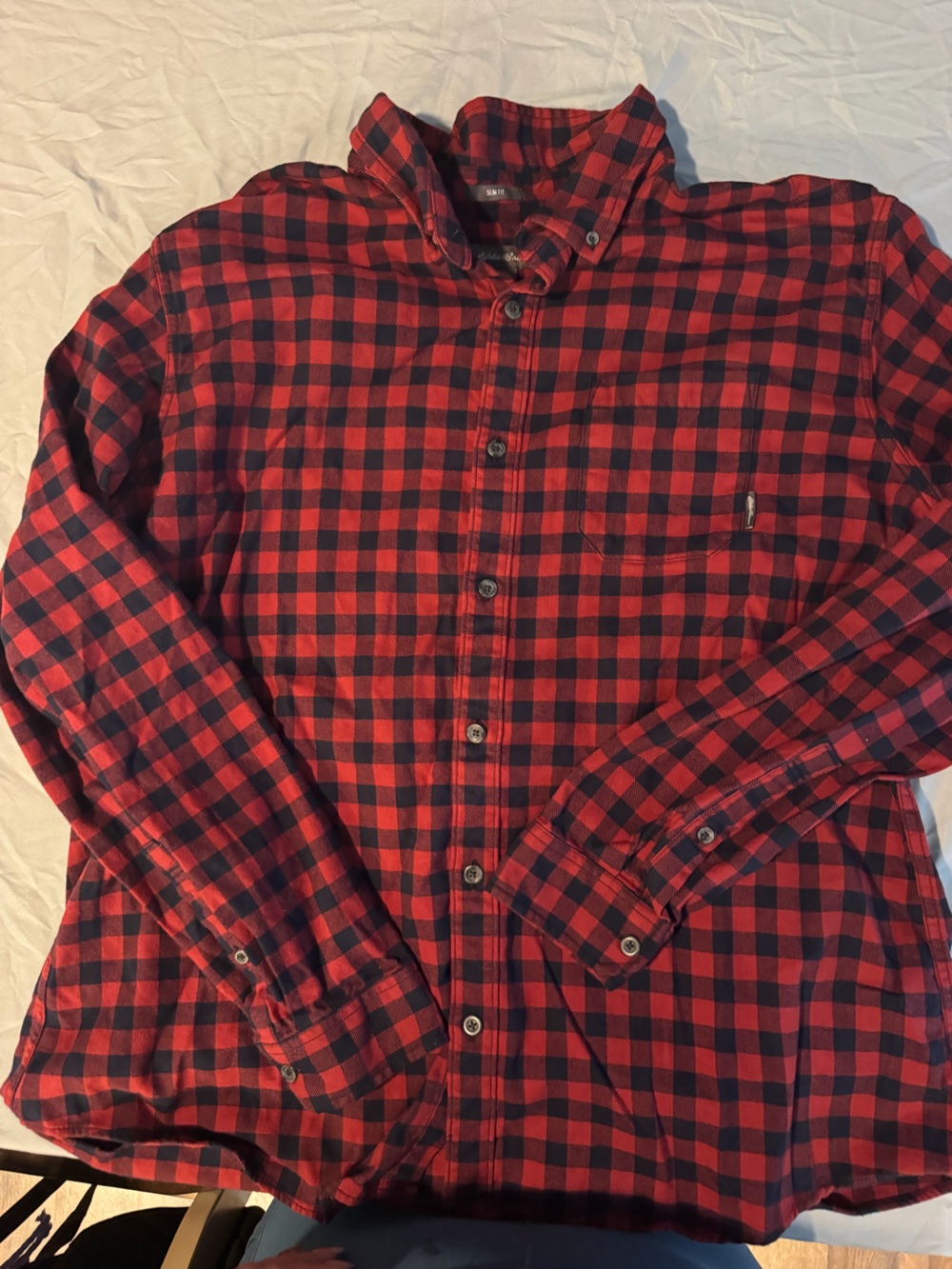 Eddie Bauer Red and Black Buffalo Plaid Button-Down Shirt